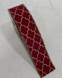 Fita aramada bordo/dourado - 6.3cmx9.14m