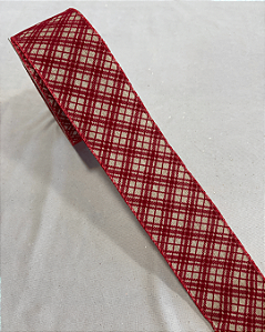 Fita Aramada Xadrez vermelha - 6,3cm x 9,14m