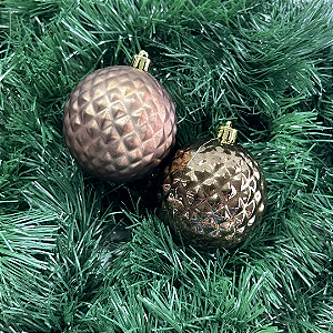 BOLA DECORADA NATAL MARROM 8cm