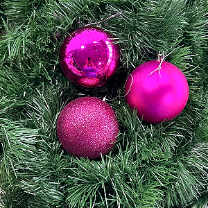 BOLA NATAL MISTO TUBO ROSA 8CM