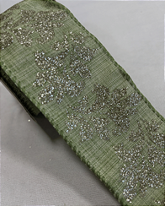 FITA ARAMADA VERDE COM GLITTER 6,3cmX9,14m