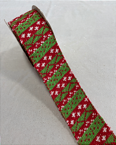 FITA ARAMADA TRICOT VERMELHO/VERDE 6,3cmX5m