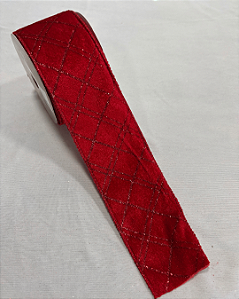 FITA ARAMADA VELUDO VERMELHA 6,3cmX9,14m