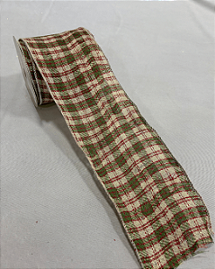 FITA ARAMADA EM LINHO XADREZ 10cm x 9,14m