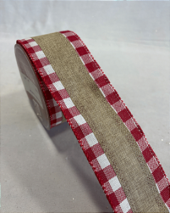 Fita aramada Juta/Xadrez - 6,3cm x 9,14m