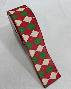 Fita aramada vermelha/verde - 6.3cmx9.14m