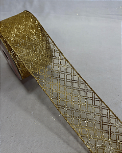FITA ARAMADA TRANSPARENTE/DOURADA 6,3cm x 9,14m