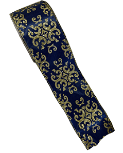 FITA NATAL ARABESCO AZUL/OURO