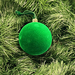 BOLA NATAL VELUDO VERDE 8CM