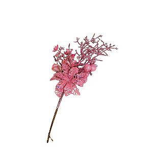 PICK FLORES FRUTAS C/GLITTER ROS 30cm () C/1 UN
