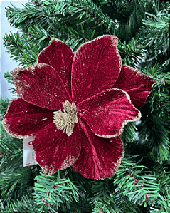 FLOR BICO PAPAGAIO C/GLITTER BORDO 30cm