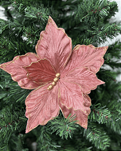 DEC FLOR POINSETIA TRABALHADA ROSA
