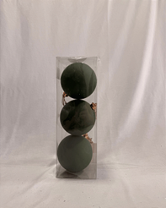 BOLA NATAL VERDE 10CM JOGO C/3 UND