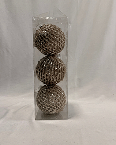 BOLA DECORADA DOURADO 1 CM JOGO COM 3 PC