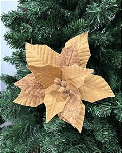 Poinsetia Decorativa Bege / Cortiça- 26cm