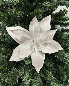 DEC FLOR POINSETIA BRANCO 30cm