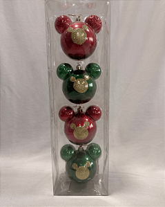 BOLA MICKEY VERMELHO/VERE 8CM JOGO COM 4PC