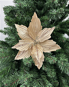 FLOR DEC POINSETIA C/GLITTER CHA 26cm
