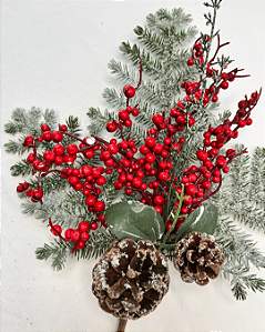 GALHO BERRY C/PINHA VERMELHO 47cm