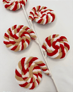 GALHO NATAL CANDY VERMELHO/BEGE 50cm