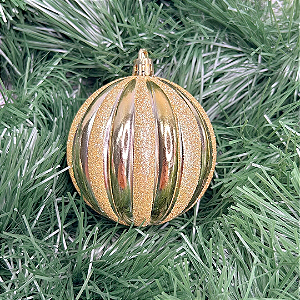 BOLA DECORADA NATAL DOURADO 8cm