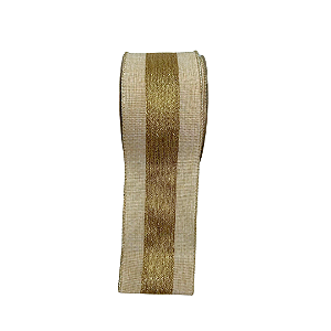 FITA NATAL ARAMADA LINHO C/COSTURA BEGE DOURADO