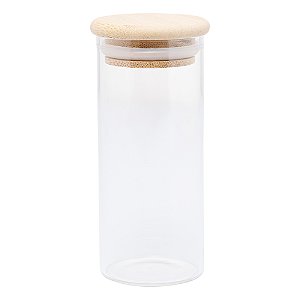 POTE DE VIDRO COM TAMPA DE BAMBU 1L