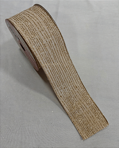 FITA ARAM LISTRADA BEGE/OURO 6,3CM X 9,14M