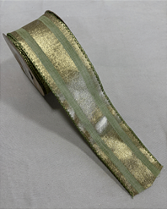 FITA ARAMADA DOURADO/VERDE 6,3cmX9,14m