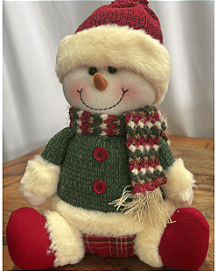 BONECO NEVE SENTADO 30CM