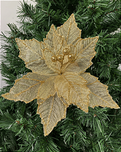 FLOR DECORATIVA DOURADO 25cm