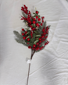 DEC GALHOS GRANDE C/FRUTAS VERMELHO 62CM