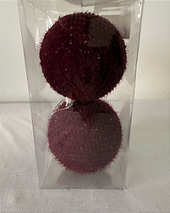 BOLA DECORADA NATAL BORDO 10CM