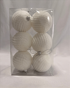 BOLA NATAL BRANCO 8CM JOGO COM 6 UND