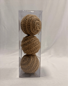 BOLA DECORADA NATAL JOGO C/3 UND  BEGE 8CM