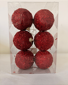 BOLA NATAL VERMELHO 8CM JG C/6 UND