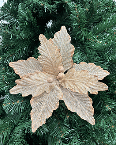 FLOR DECORATIVA TRABALHADA OURO 20CM