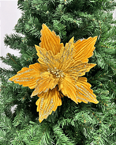 FLOR NATAL DOURADO AVELUDADO 29CM