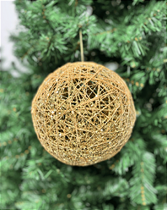 BOLA DECORADA NATAL ARAMADA DOURADO 20CM