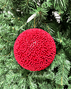 BOLA DECORADA NATAL BERRY VERMELHO 15CM