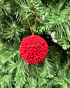 BOLA DECORADA NATAL BERRY VERMELHO 8CM