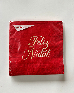GUARDANAPO PAPEL FELIZ NATAL VERMELHO/OURO 33X33CM