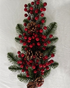 DEC GALHOS C/FOLHAS/FRUTAS VERMELHO/VERDE 46CM