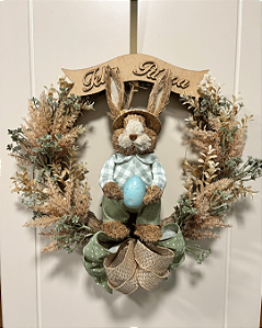 GUIRLANDA PASCOA PALHA VERDE 40CM