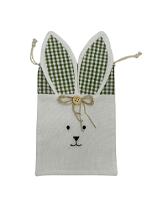 SAQUINHO DE PASCOA EM TECIDO 24CM VERDE/LARANJA