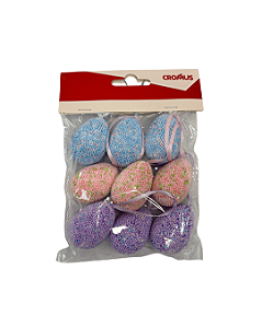 OVOS DECORATIVOS DE PASCOA AZL/ROS/RXO (MINI OVOS) JG C/9