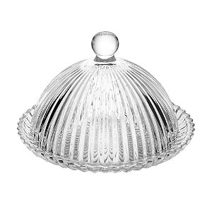 Prato em vidro para Doce com Tampa 14,4cm x 9,5cm Cristal