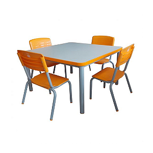 Conjunto Coletivo Infantil 1 Mesa + 4 Cadeiras | Linha FNDE CJC-01 (CD-FNDE01+MEQ-CJC)