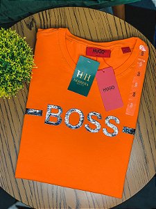 Camiseta Basic Laranja Emborrachado Holográfico