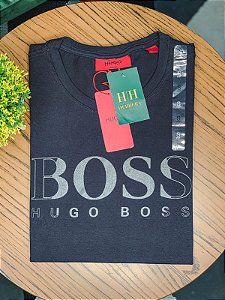 Camiseta HUGO BOSS Masculina Preta Logo Cintilante